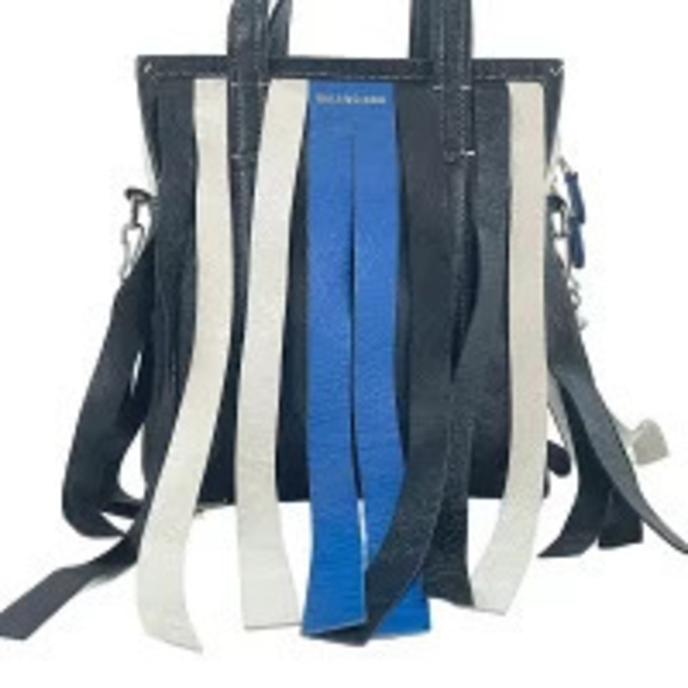 Balenciaga Leather Bazaar Fringe Handbag Black
